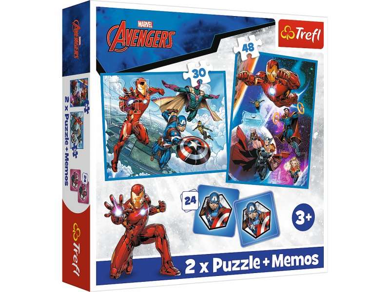 Пазл 2in1 + Memos Trefl: Disney Marvel The Avengers