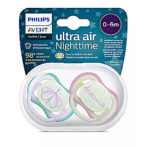 Соска Philips Avent Ultra Air Night, 0-6 мес., 2 шт.