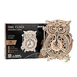 Деревянный 3D пазл ROBOTIME - Owl Clock 