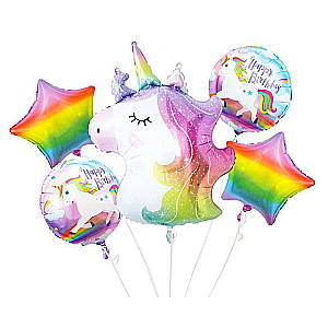 Folienballon-Set 5-tlg. Einhorn