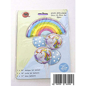 Set Regenbogen-Folienballons, 5-tlg.