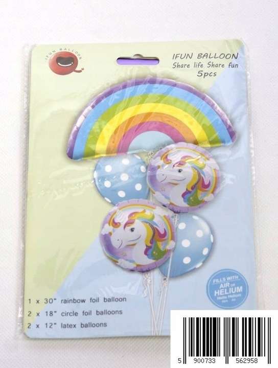 Set Regenbogen-Folienballons, 5-tlg.