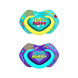 CANPOL BABIES Силиконовая латексная пустышка ,симметричная NEON LOVE, 6-18m, 2шт.,