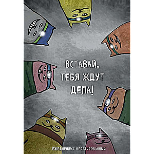 Коты-туристы. Вставай, тебя ждут дела. Ежедневник недатированный А5, 72 л.