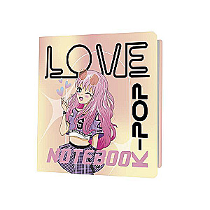 Notebook K-POP девочка в топике и юбке, бежево-розовый фон