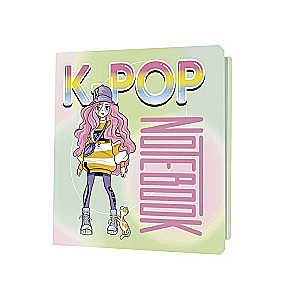 Notebook K-POP девочка в полный рост, зелёно-розовый фон