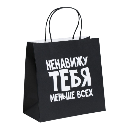 Пакет подарочный Ненавижу тебя меньше всех, 22 х 22 х 11 см