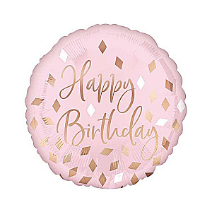 Фольгированный шар 18 CIR - Happy Birthday Pink