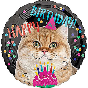 Фольгированный шар 18 RND Happy Birthday - Cat