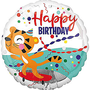 Фольгированный шар 18 cali CIR - Tiger happy birthday