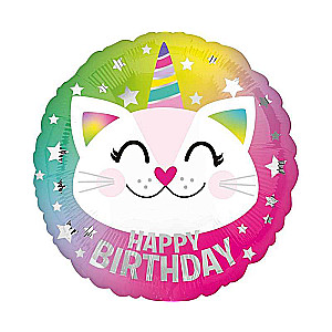 Фольгированный шар 18 CIR Birthday Caticorn