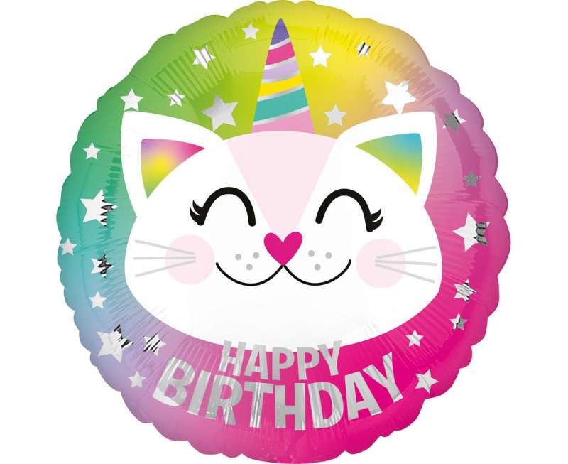 Фольгированный шар 18 CIR Birthday Caticorn