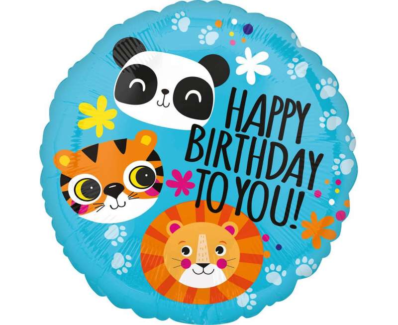 Фольгированный шар 18 CIR Birthday Animals