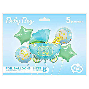 Set Folienballons Kinderwagenset, blau, 5-tlg.