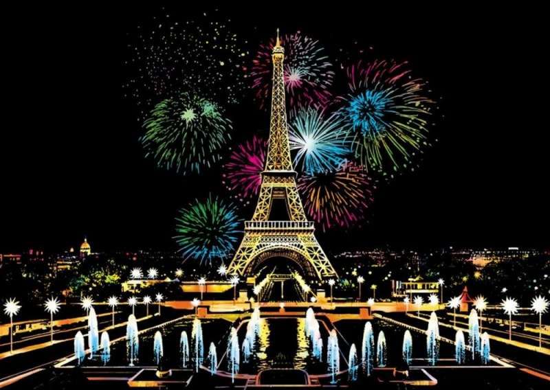 Скретч-картина Fireworks Paris цветная