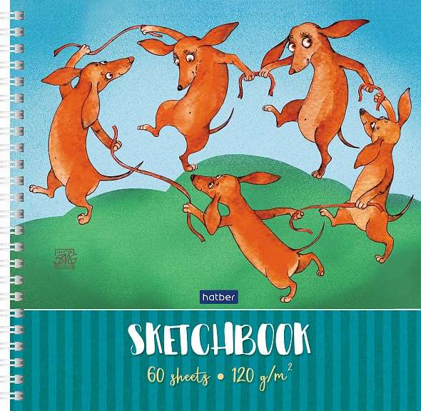 Premium Тетрадь SketchBook 60л А4ф 210х210мм 120г/кв.м Таксы-Матисс