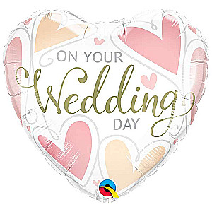 Фольгированный шар 18/46см ON YOUR WEDDING DAY HEARTS