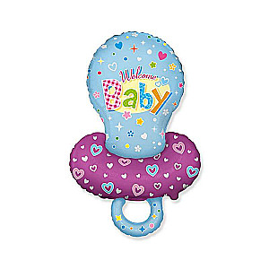 Folienballon 24 Welcome Baby, rosa/blau