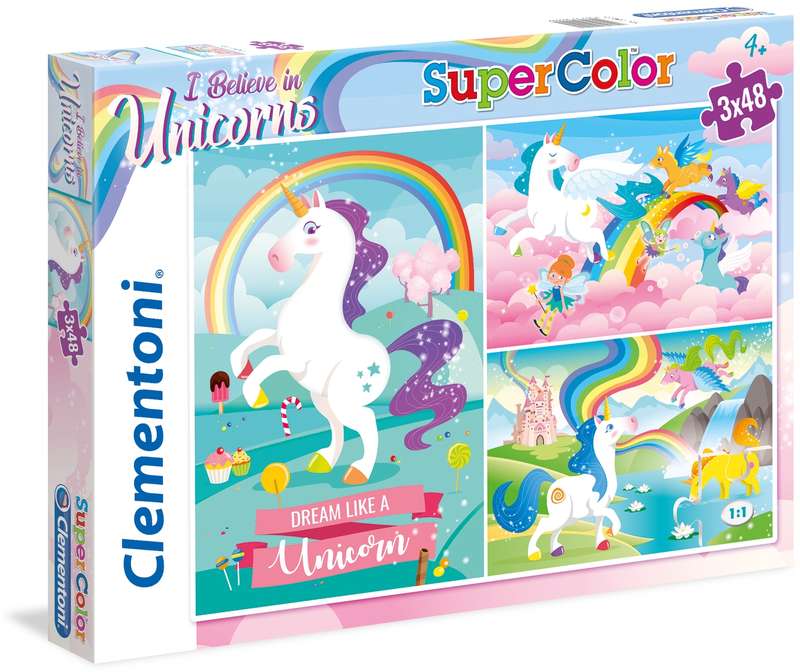 Пазл CLEMENTONI Brilliant Unicorns 3x48 деталей