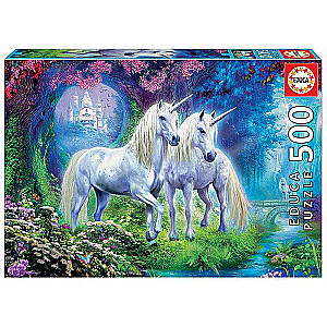 Puzzle EDUCA с клеем Единороги в лесу, 500 деталей