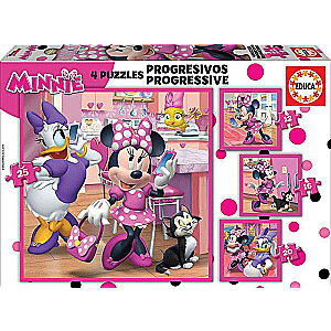 Puzzle EDUCA с клеем Minnie Happy, 2 x 12+16+20+25 деталей