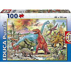 Puzzle EDUCA с клеем Динозавры, 100 деталей