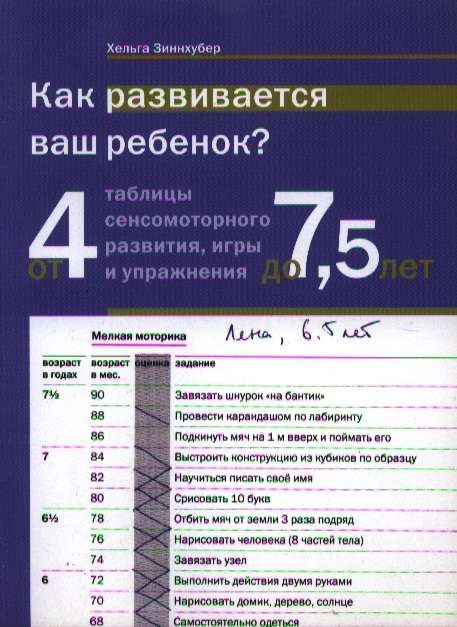 Как развивается ваш ребёнок? Таблицы сенсомоторного развития, игры и упражнения. От 4 до 7,5 лет