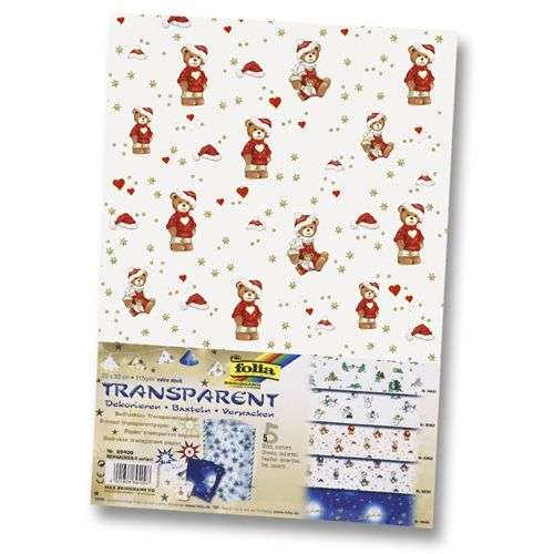 Бумага прозрачная FOLIA Christmas, 23x33см 5 шт