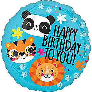 Фольгированный шар 18  Birthday Animals