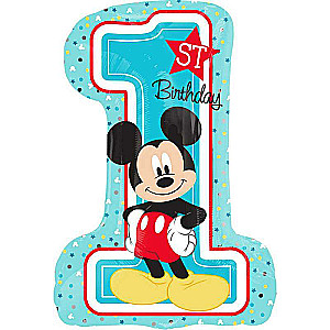 Фольгированный шар 36 Micky Mouse 1st Birthday синий