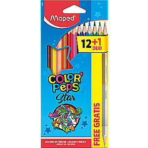 Цветные карандаши MAPED Color`Peps"12 штук + 1 DUO золото/серебро