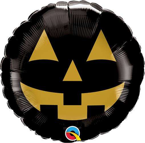 Folienballon 18 HALLOWEEN schwarz-goldener Kürbis 46cm