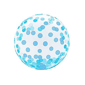 Folienballon 18 Transparentes Konfetti“ blau, 46cm