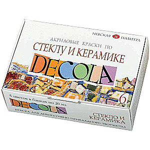 Набор красок по стеклу и керамике DECOLA акриловые 6шт. по 20мл, картонная уп-ка