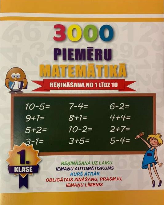 Burtnīca 3000 piemēru matemātikāRēķināšana1-10 1. klase