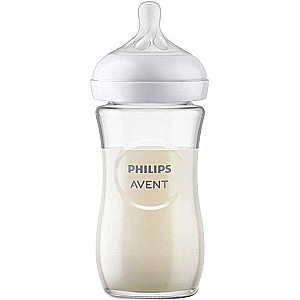 Стеклянная бутылочка для кормления Philips Avent Natural (природный поток), 1 мес+., 240 мл.