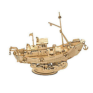 Деревянный 3D пазл ROBOTIME - Fishing Ship