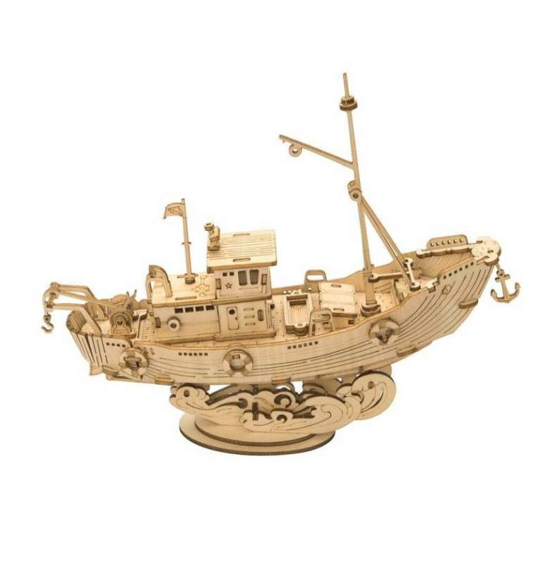 Деревянный 3D пазл ROBOTIME - Fishing Ship