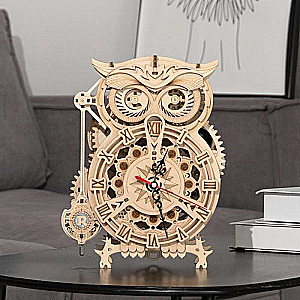 Деревянный 3D пазл ROBOTIME - Owl Clock 