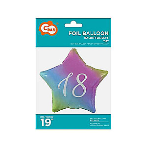 Folienballon 19 - Stern - 18 Jahre