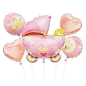 Набор фольгированных шаров Baby Carriage set, Розовый, 5 шт.