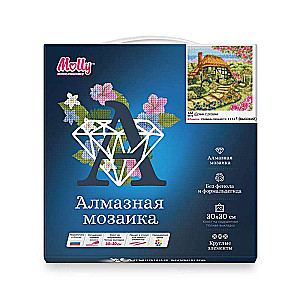 Алмазная мозаика (30х30) ДОМИК С РОЗАМИ (32 цвета) 