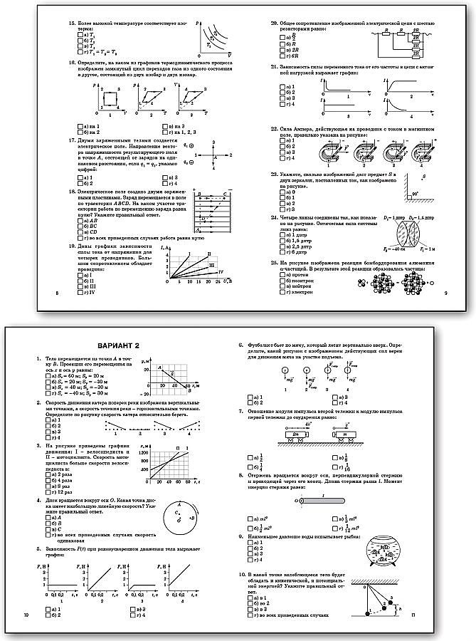 Физика. Тестовые задания по физике в рисунках и чертежах. 10-11 классов