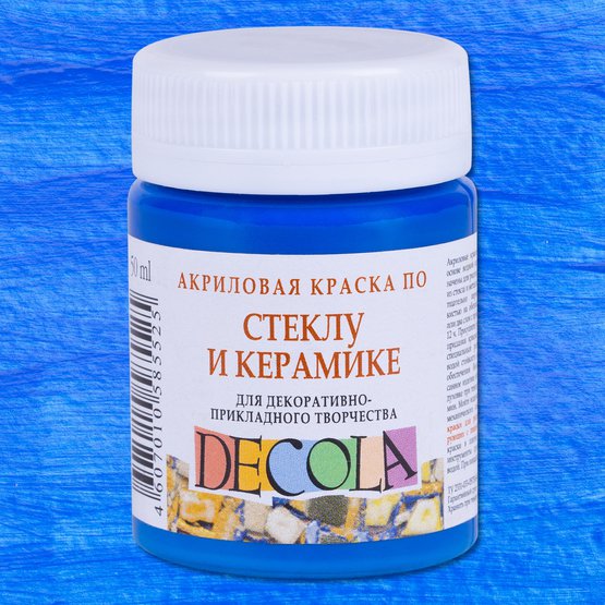 Краска акриловая Decola по стеклу и керамике, 50 мл., синяя