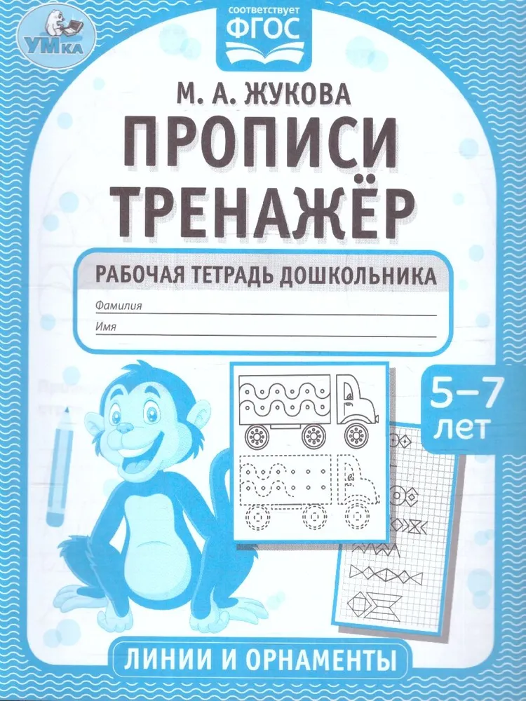 Прописи. Тренажёр. Рабочая тетрадь дошкольника. 5-7 лет. Линии и орнаменты.