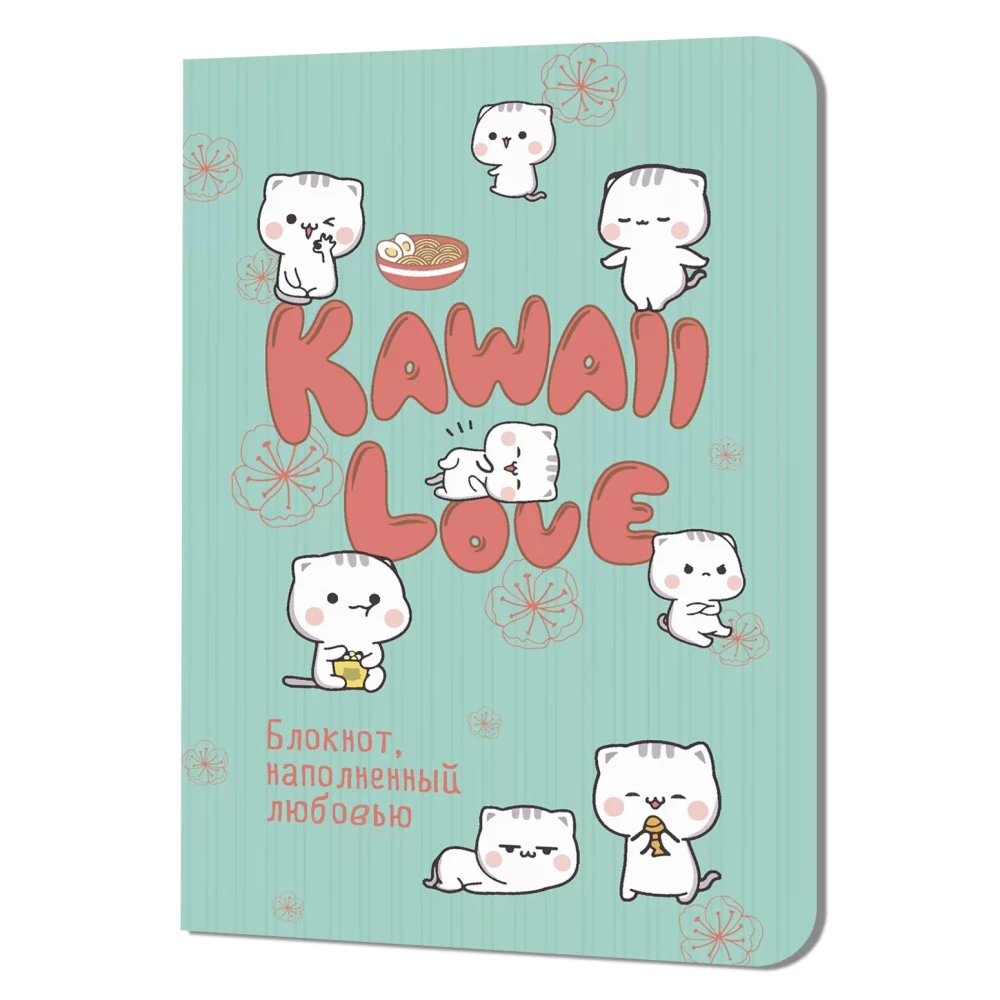 KAWAII LOVE Notizbuch voller Liebe (Mint mit Katzen)