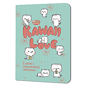 KAWAII LOVE Notizbuch voller Liebe (Mint mit Katzen)