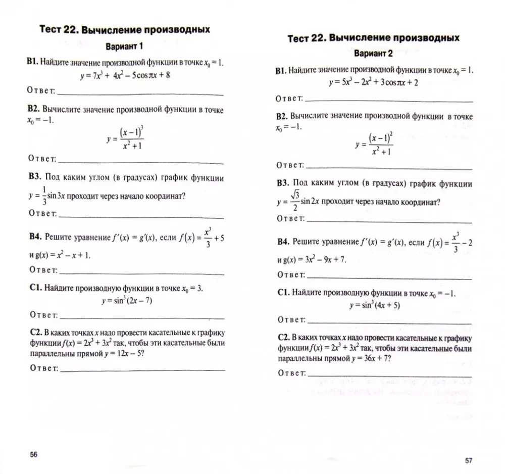 Algebra und die Anfänge der Analysis. 10. Klasse. Testmaterialien