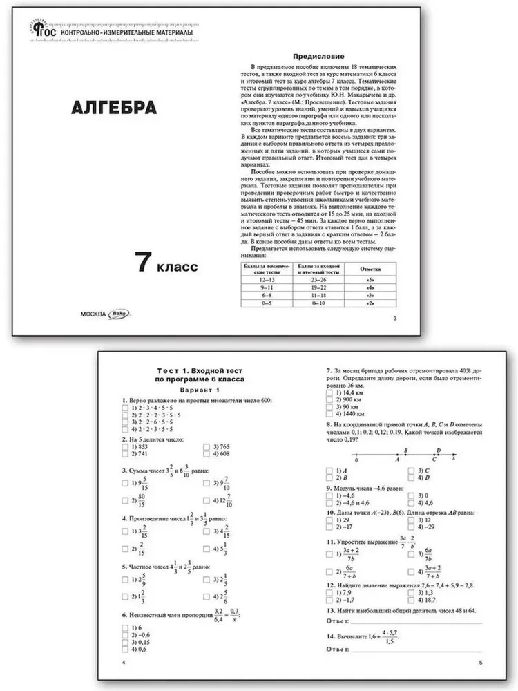 Mathematik. Algebra 7. Klasse.