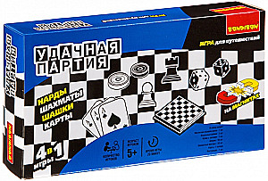 Spiele 4 in 1 Dame. Schach. Backgammon. Karten“